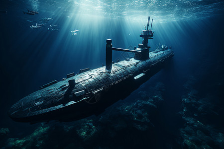 探索奥秘的潜艇背景图片