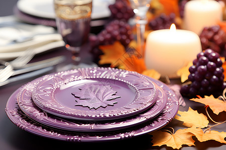 紫色的餐盘背景图片