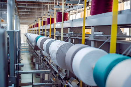 纺织背景纺织工厂的纱线机背景