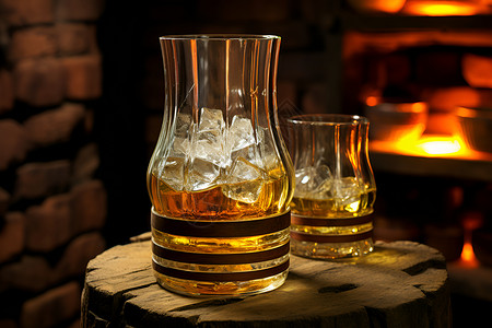 餐桌上的威士忌背景图片