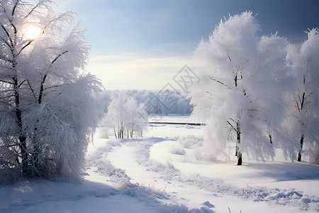 银装素裹的冬季森林景观背景图片