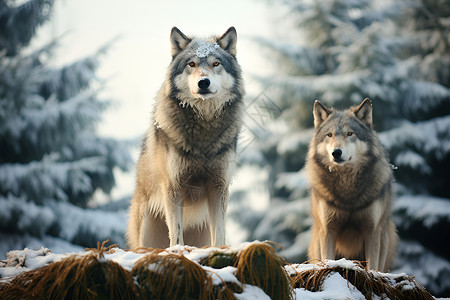 凶猛可怕的狼群背景图片