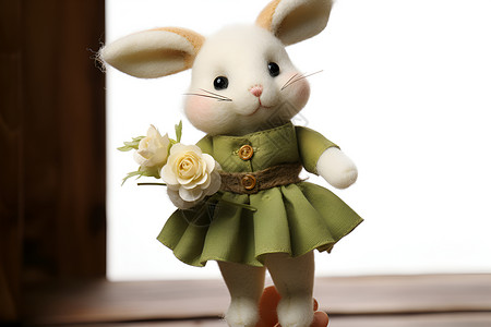 小兔子玩具呆萌可爱的小兔子玩偶背景