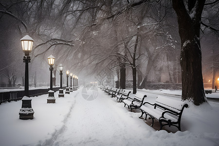 冬日公园的雪景背景图片