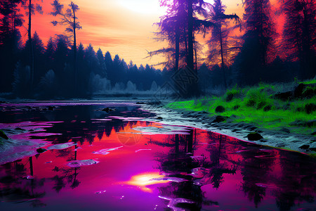 伽玛射线的夏季森林公园景观背景图片