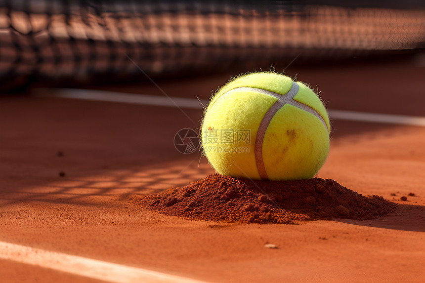 地上的网球图片