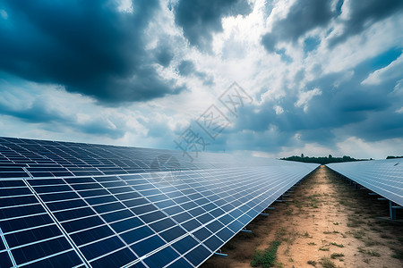 现代农场的太阳能光伏板背景图片