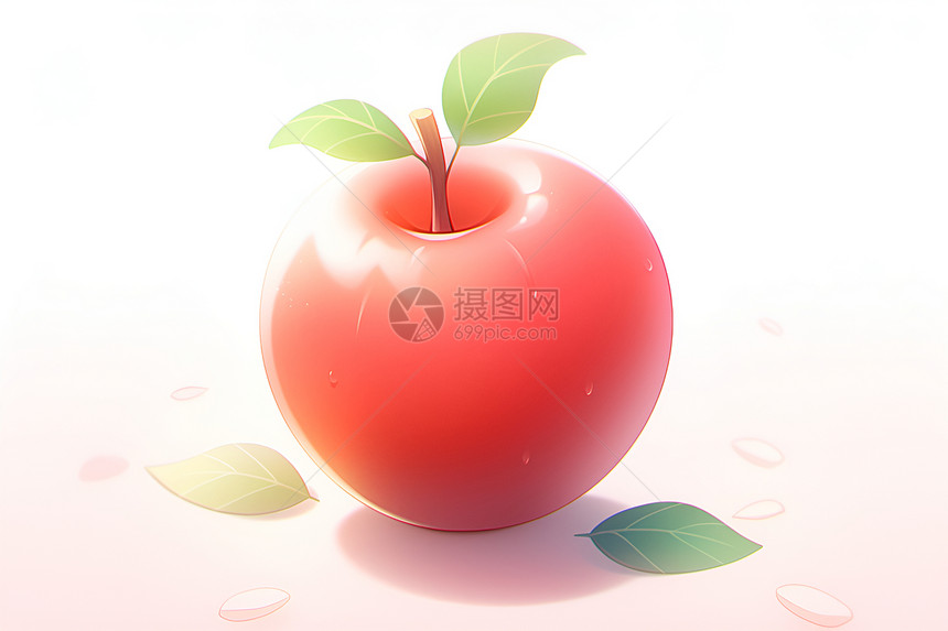 白色背景中红苹果图片