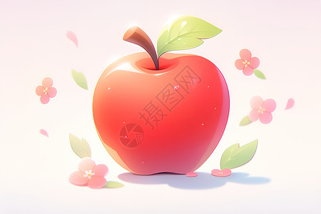 红色的卡通苹果背景图片