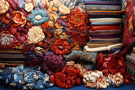 传统纺织传统的丝绸布料插画