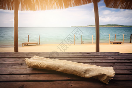 沙滩上的木板麻布背景图片