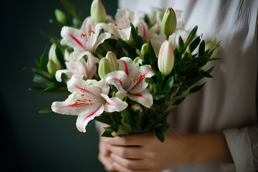 美丽的百合花束图片