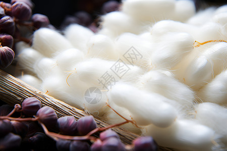 白色的纺织蚕茧背景图片