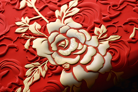 红金色礼盒上的玫瑰与蝴蝶结背景图片