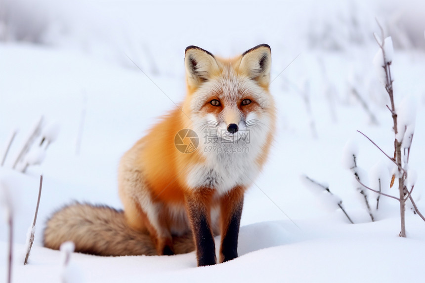 冬季雪地里的狐狸图片