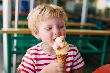 吃冰淇淋的男孩高清图片