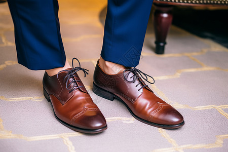商务地面地面上时尚的皮革鞋子背景
