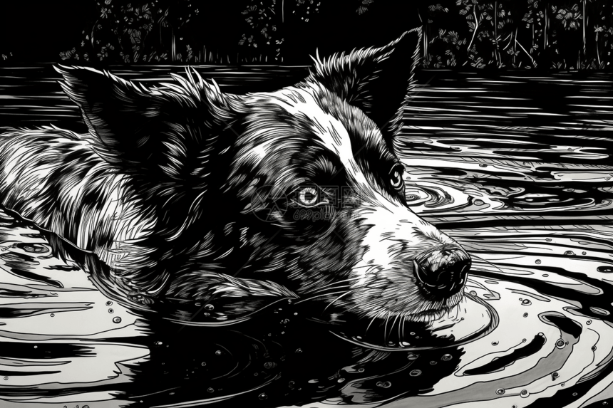 水中游泳的小狗图片
