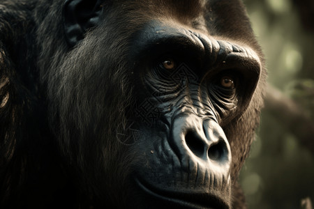 黑色的野生猩猩背景图片