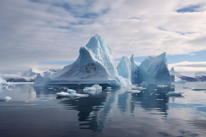 冰山漂浮在水中上方图片