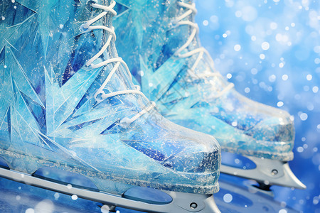一双冻结的溜冰鞋背景图片