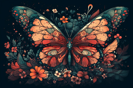 插画的蝴蝶装饰背景图片