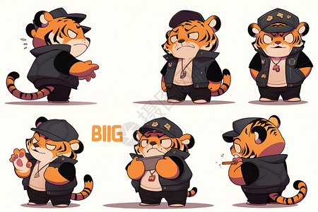 老虎动画素材可爱的小老虎插画