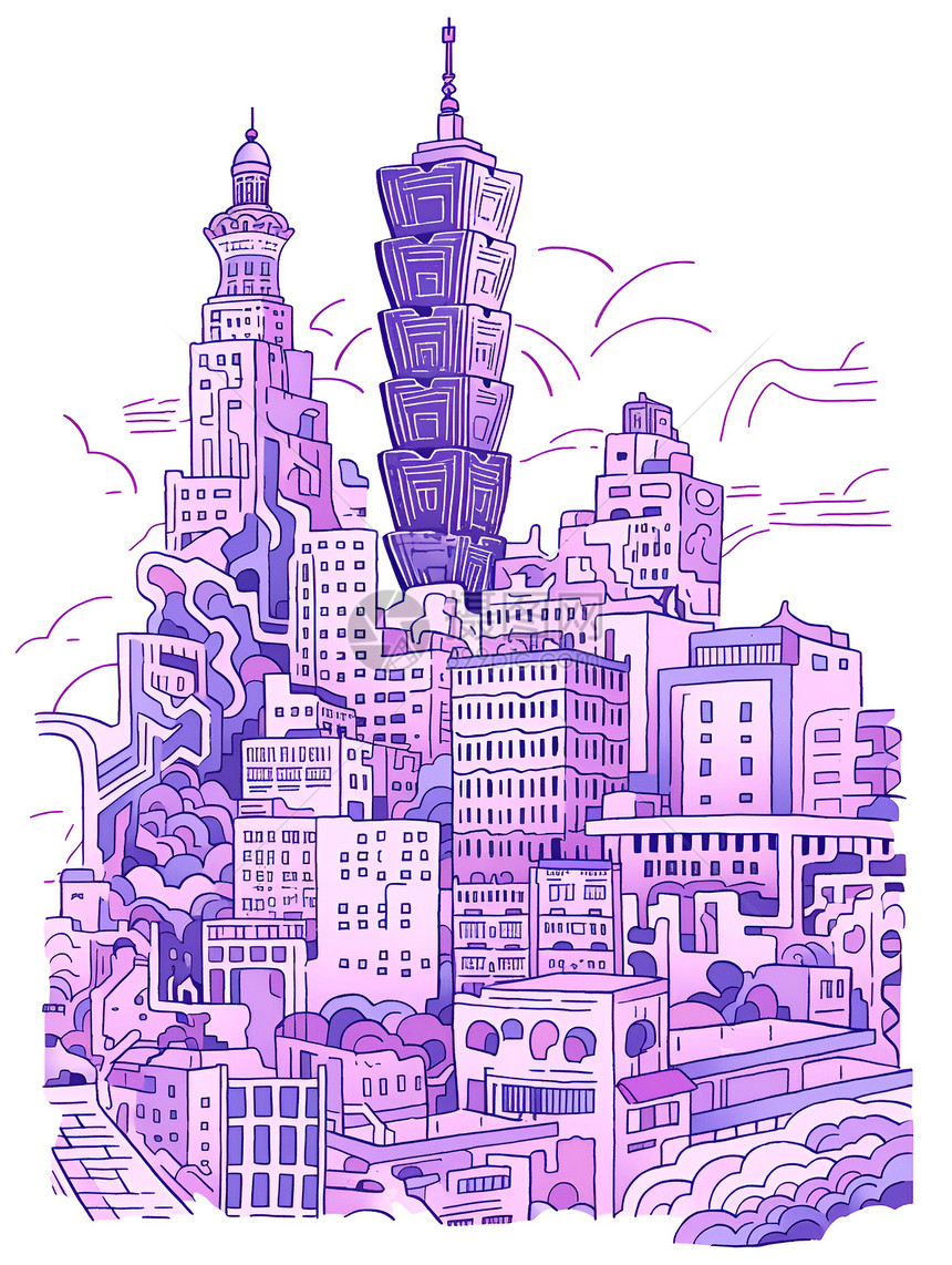 紫色的城市图片
