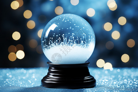 冬日仙境的玻璃水晶球背景图片