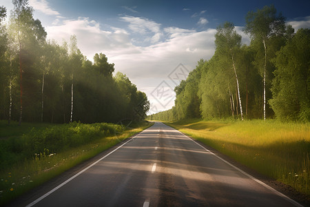 平坦乡村树林中的小路背景