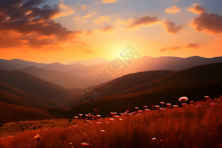 日出夏季山谷的美丽景观背景图片