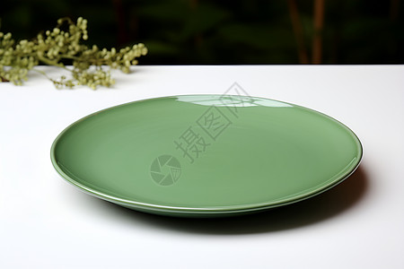 圆形的陶瓷餐盘背景图片