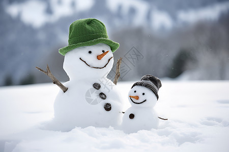 冬日亲密的雪人背景图片