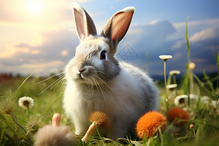呆萌可爱的小兔子背景图片