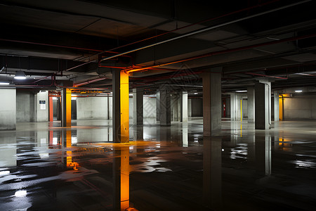 现代建筑的地下停车场背景图片
