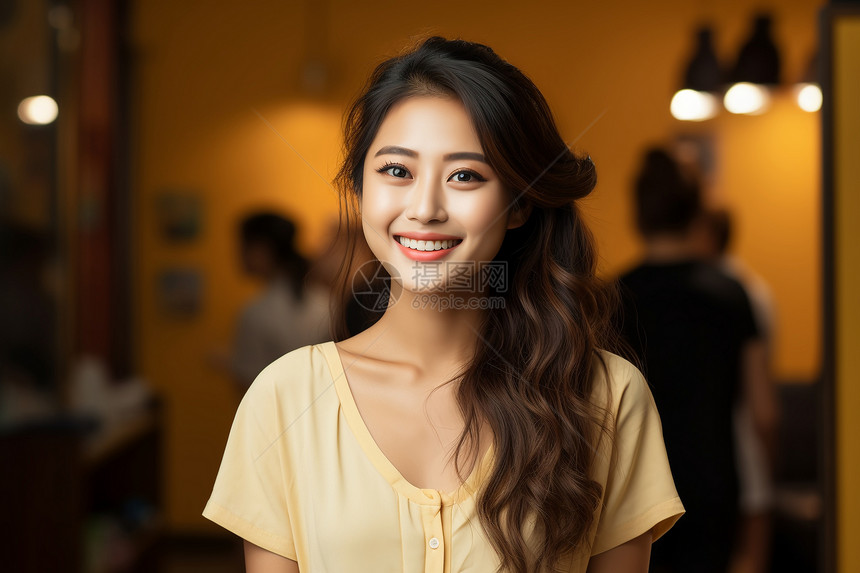 快乐微笑的亚洲女子图片