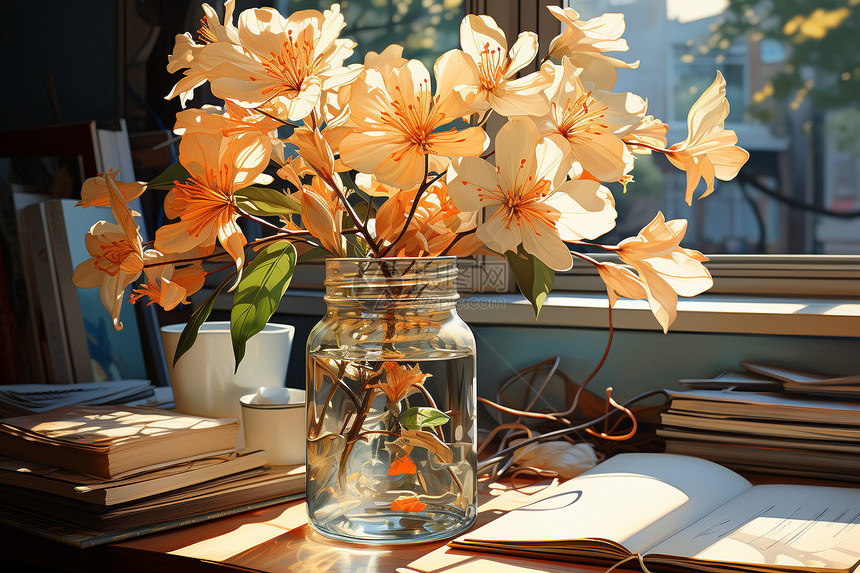 书房花瓶的艺术美感图片