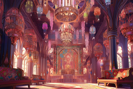 梦幻的宫殿插图背景图片
