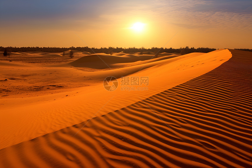 美丽的沙漠日落图片