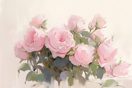 精美包装的粉色玫瑰束背景图片