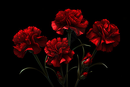 娇艳的红色康乃馨花朵背景图片