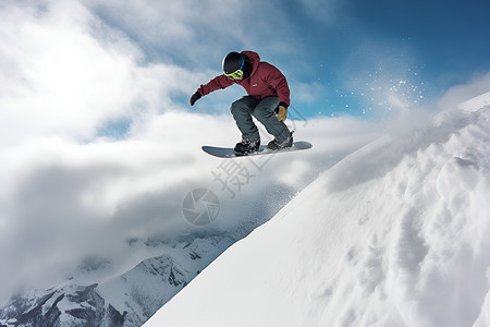 滑雪者在雪山上滑雪背景图片