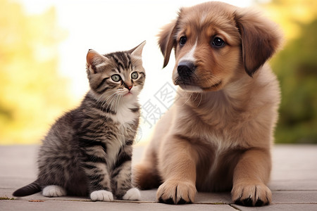 狗狗猫咪呆萌可爱的宠物猫咪和狗狗背景