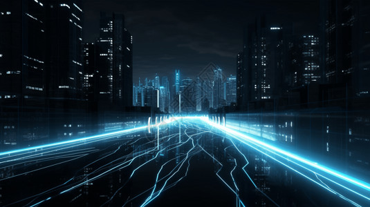 科幻的二进制代码城市背景图片