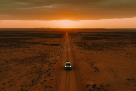 穿梭沙漠的汽车背景图片