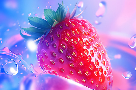 酸甜可口清洗中的草莓水果插画