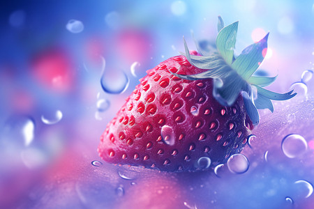 水滴滴在草莓水果背景图片
