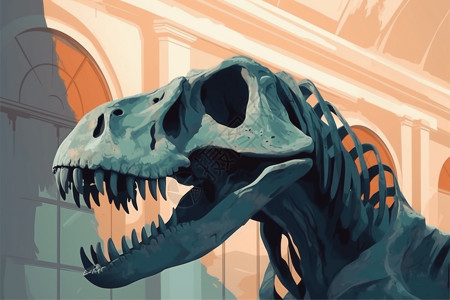 古生物学的霸王龙骨骼插画