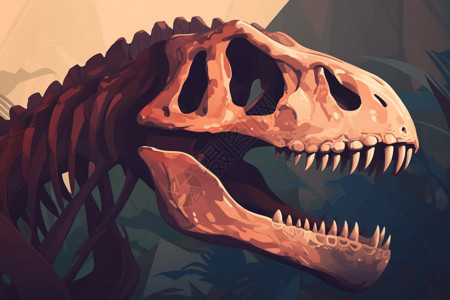 古生物学巨大的霸王龙骨骼插画