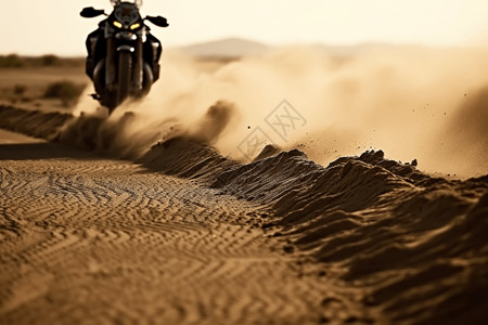 穿梭沙漠的摩托车背景图片